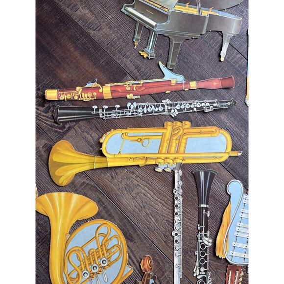 Vintage Musical Instruments Die-cut Cutouts Band Music Cardstock Classroom - Picture 4 of 10